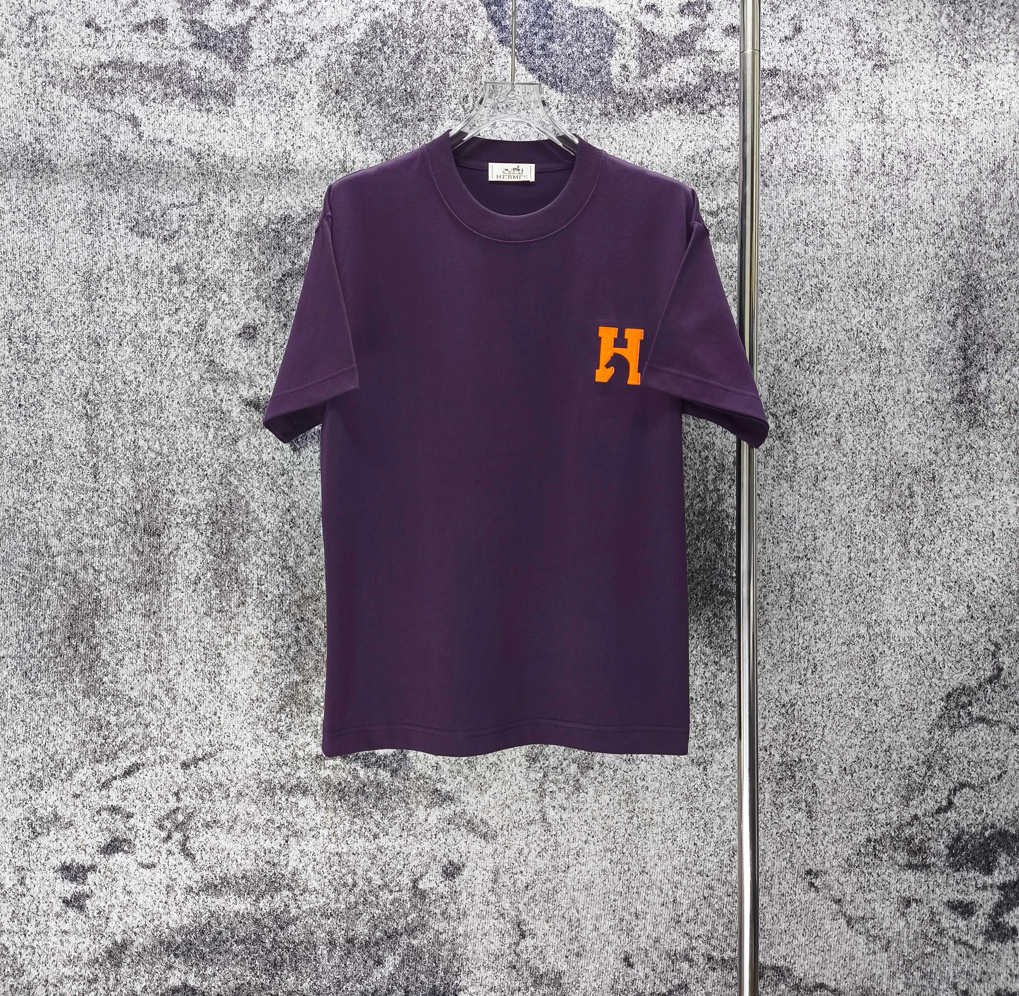 HERMES* * 2026 New Arrival logo 300g t Same Style Size S M L XL XXL Black White Purple Light Blue